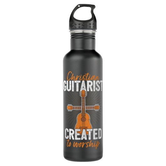 Funny Guitar Player Gitarrist I Crucifix Christlic Edelstahlflasche (Vorderseite)