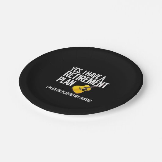 Funny Guitar Player Rentirement Geschenk Pappteller (Schrägansicht)