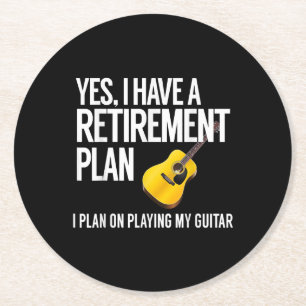 Funny Guitar Player Retirement Gift Runder Pappuntersetzer