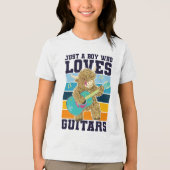 Funny Guitar Player Scottish Highland Cow Tri-Blend Shirt (Vorderseite)