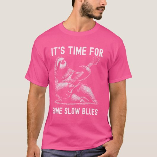 Funny Guitar Playing Sloth Slow Blues T-Shirt (Vorderseite)
