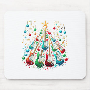 Funny Guitar Weihnachtsmannmütze Weihnachtsbaum Gi Mousepad