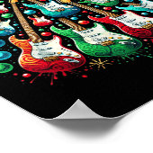 Funny Guitar Weihnachtsmannmütze Weihnachtsbaum Gi Poster (Ecke)