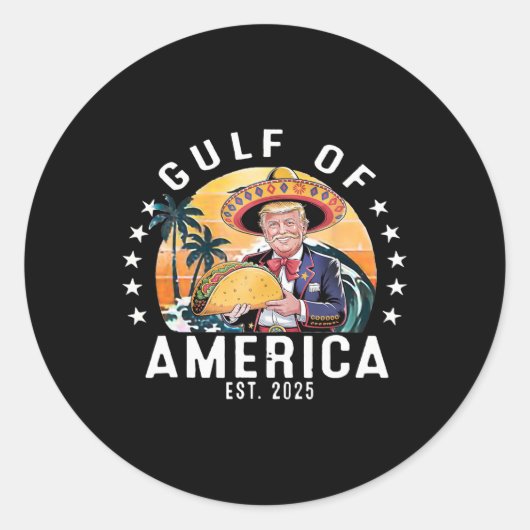 Funny Gulf of US.america Est 2025 Präsident Trump Runder Aufkleber (Vorderseite)