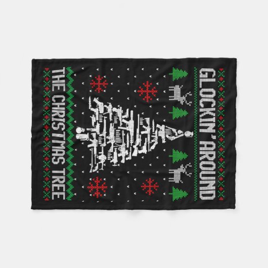 Funny Guns Ugly Christmas Sweaters For Gun Lovers  Fleecedecke (Vorderseite (Horizontal))