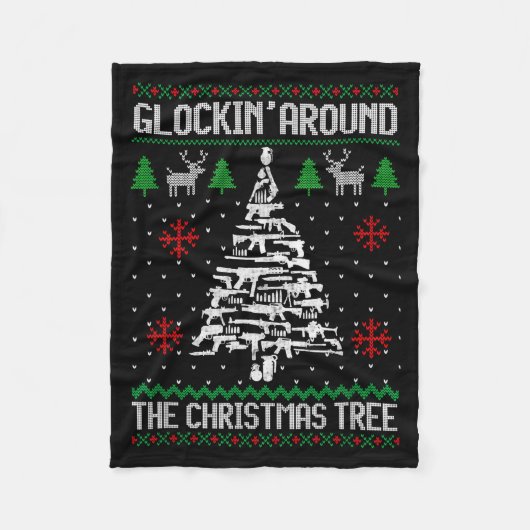 Funny Guns Ugly Christmas Sweaters For Gun Lovers Fleecedecke (Vorderseite)