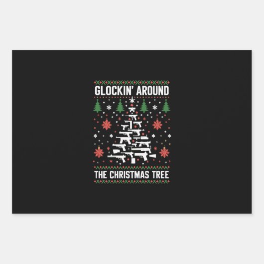 Funny Guns Ugly Christmas Sweaters for Gun Lovers Geschenkpapier Set (Vorderseite)