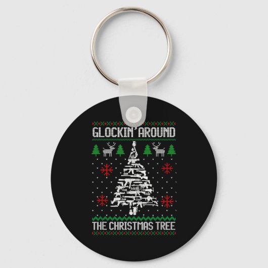 Funny Guns Ugly Christmas Sweaters For Gun Lovers Schlüsselanhänger (Vorderseite)