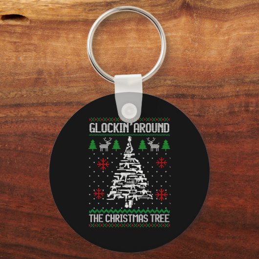 Funny Guns Ugly Christmas Sweaters For Gun Lovers Schlüsselanhänger (Vorderseite)