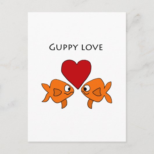 Funny Guppy Liebe Design Postkarte (Vorderseite)