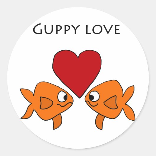 Funny Guppy Liebe Design Runder Aufkleber (Vorderseite)