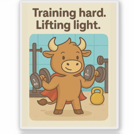 Funny Gym Bull "Training Hard" Bullio Design Aufkleber (Vorderseite)