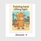 Funny Gym Bull "Training Hard" Bullio Design Aufkleber (Blatt)