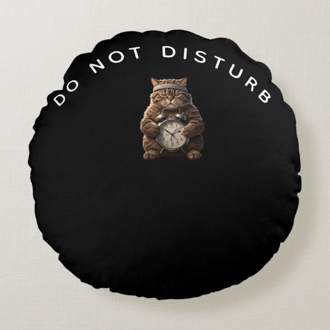 Funny Gym Cat Off Duty Pillow – Cute Relax Decor Rundes Kissen (Vorderseite)