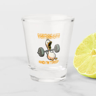 Funny gym duck Zitat alles tut weh und ich bin Rei Schnapsglas