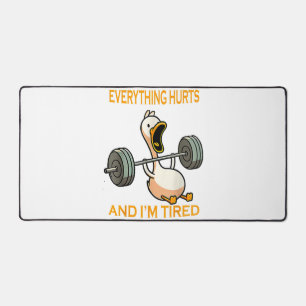 Funny gym duck Zitat alles tut weh und ich bin Rei Schreibtischunterlage