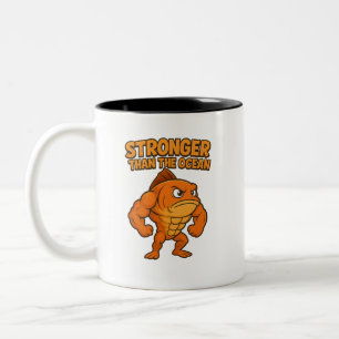 Funny Gym Fish T - Shirt Zweifarbige Tasse