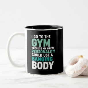 Funny Gym Fitness Workout Ich gehe zum Fitnessraum Zweifarbige Tasse