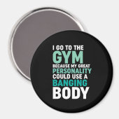 Funny Gym Fitness Workout Ich gehe zum Fitnessstud Magnet (Vorderseite/Rückseite)