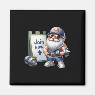 Funny Gym Gnome Grafik mit Dumbells für Männer gee Magnet