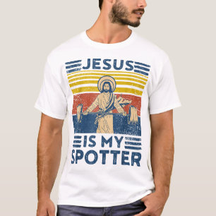 Funny Gym Jesus ist mein Spotter Funny Workout Jes T-Shirt