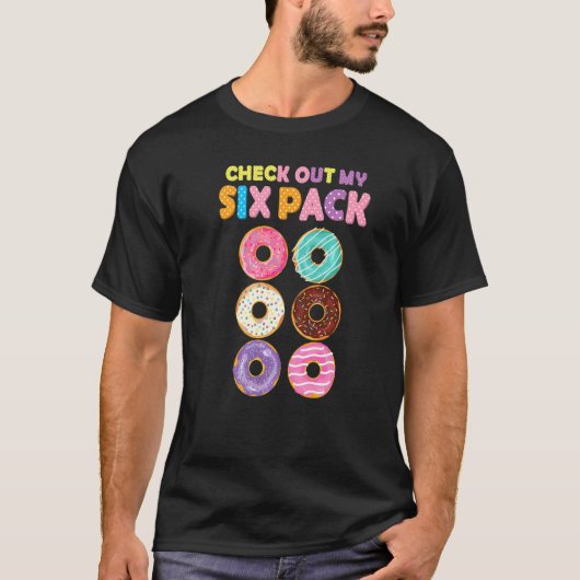 Funny Gym Karo Out My Six Pack Donut Funny Donut T-Shirt (Vorderseite)