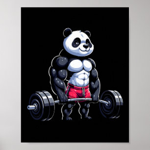 Funny Gym Panda Bodybuilder Weightlift Motivati Poster
