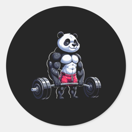 Funny Gym Panda Bodybuilder Weightlift Motivati Runder Aufkleber (Vorderseite)