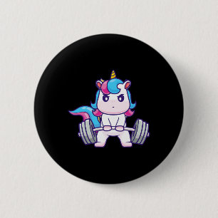 Funny Gym Shirts Deadlift Unicorn - Workout Gym Button