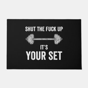 Funny Gym trainiert sein Set Zitat Fußmatte
