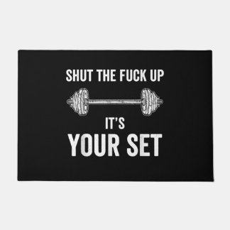 Funny Gym trainiert sein Set Zitat Fußmatte