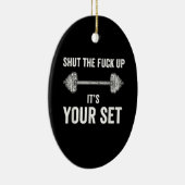 Funny Gym trainiert sein Set Zitat Keramik Ornament (Rechts)