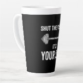 Funny Gym trainiert sein Set Zitat Milchtasse (Linke Ecke)
