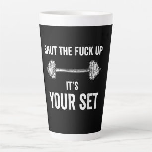 Funny Gym trainiert sein Set Zitat Milchtasse
