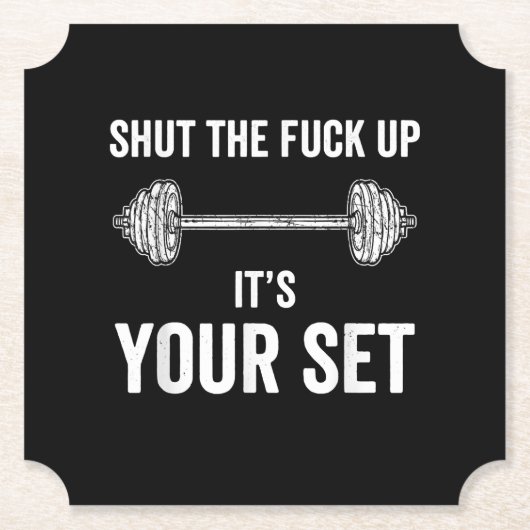 Funny Gym trainiert sein Set Zitat Untersetzer (Vorderseite)