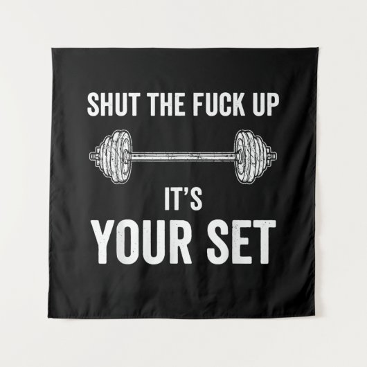 Funny Gym trainiert sein Set Zitat Wandteppich (Vorderseite)