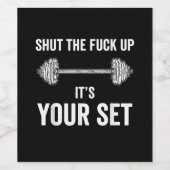 Funny Gym trainiert sein Set Zitat Weinetikett (Einzelnes Label)