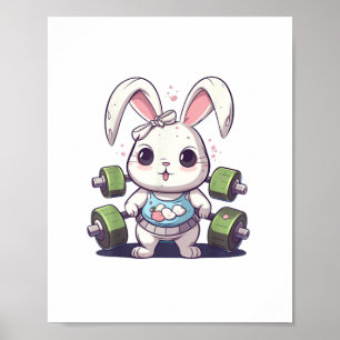 Funny Gym Workout Bunny Fitness Studio Rabbit Card Poster