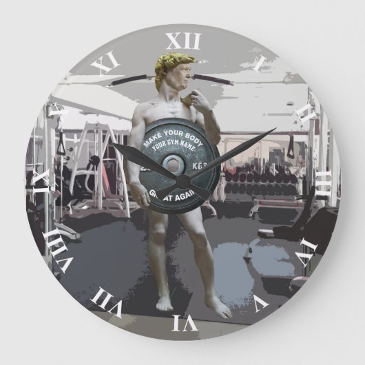 Funny Gym Workout David als Donald Trump Full Body Große Wanduhr (Vorderseite)