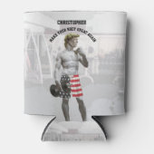 Funny Gym Workout Donald Trump mit Dumbell Dosenkühler (Vorderseite)
