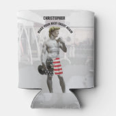 Funny Gym Workout Donald Trump mit Dumbell Dosenkühler (Rückseite)