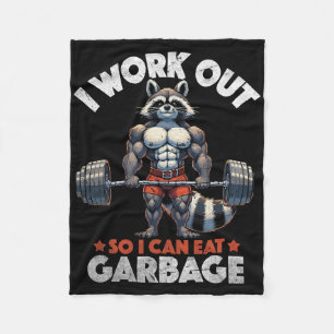 Funny Gym Workout Musclated Raccoon Weichtraining Fleecedecke