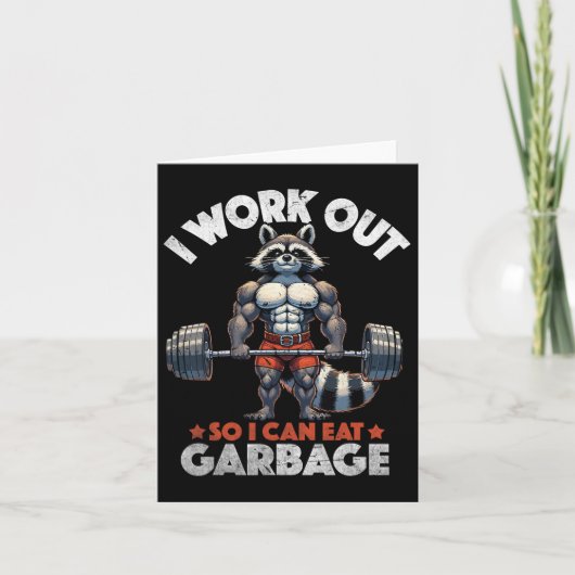 Funny Gym Workout Musclated Raccoon Weichtraining Karte (Vorderseite)