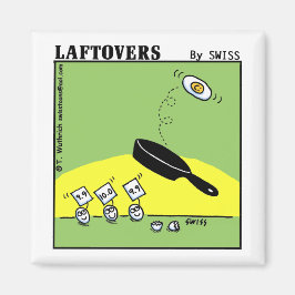 Funny Gymnast Cartoon Eggs Backflip in Frying Pan Magnet