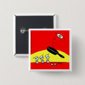 Funny Gymnastics Eggs Hellroter Cartoon Schaltfläc Button (Vorne & Hinten)