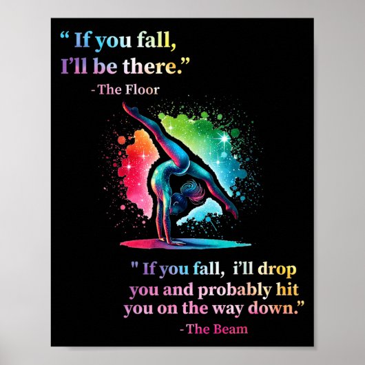 Funny Gymnastics Floor Saying Gymnast Girl Rainbow Poster (Vorne)