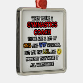 Funny Gymnastics Trainer ... OMG WTF LOL Silbernes Ornament (Rechts)