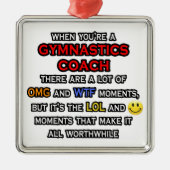 Funny Gymnastics Trainer ... OMG WTF LOL Silbernes Ornament (Vorne)