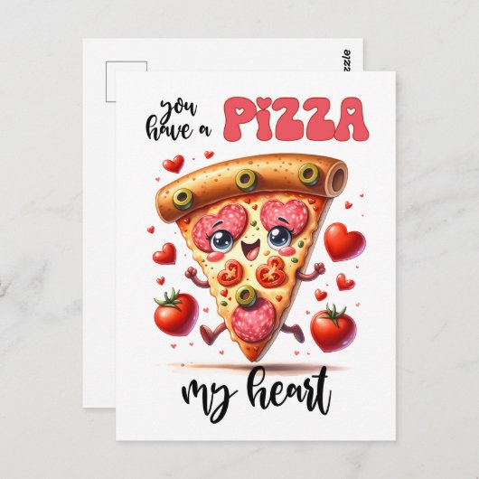 Funny habe eine Pizza, mein Herz Punny Valentine Postkarte (Vorne/Hinten)