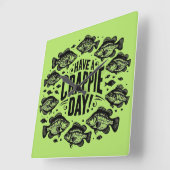 Funny haben Crappie Day Fischen Quadratische Wanduhr (Winkel)